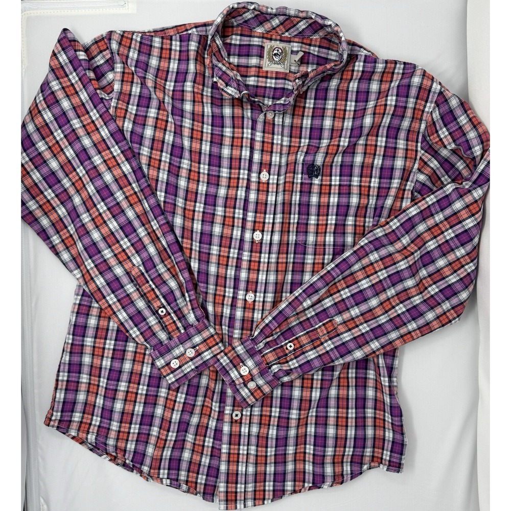 Cinch Boys‎ Western Shirt Sz XL (14) Button Up Purple Orange Plaid Fall Photos
